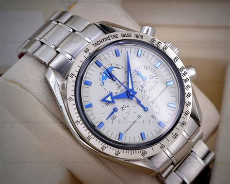 omega speedmaster white dial moonwatch|Omega Speedmaster moonphase white dial.